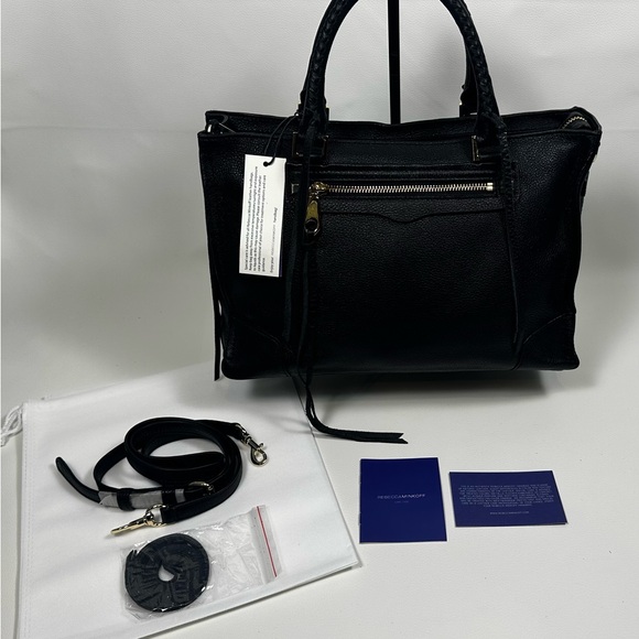 Rebecca Minkoff Regan Black Leather Tote/Satchel Top Handle Bag NEW WITH TAGS! - Picture 8 of 10